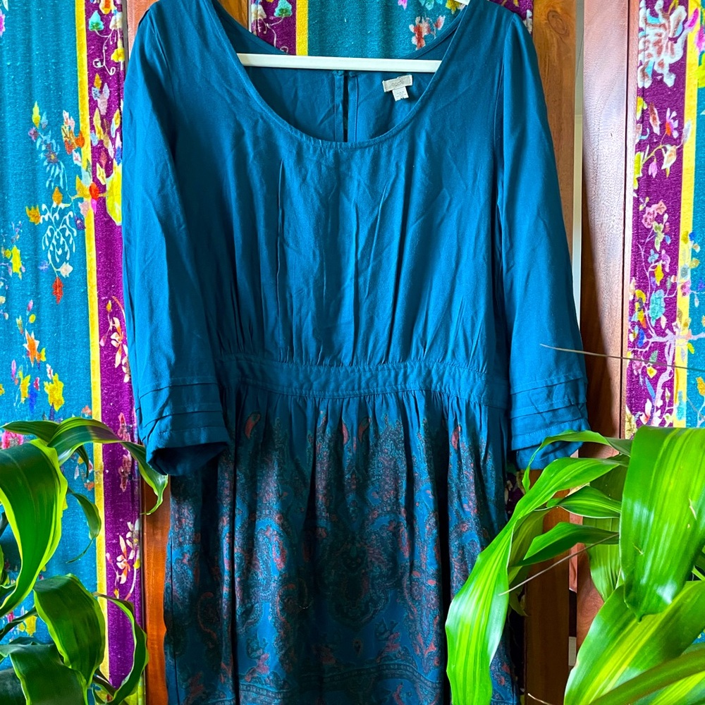 Super Cute Teal UO Ecote 3/4 sleeve Dress - Size M